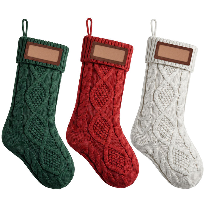 Jingle Jollys Personalised Knit Christmas Stockings - 3 Pack