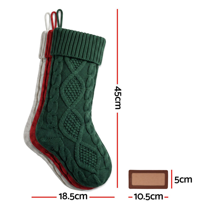 Jingle Jollys Personalised Knit Christmas Stockings - 3 Pack