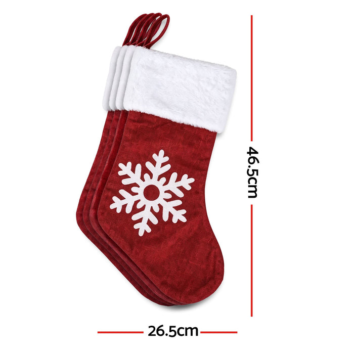 Jingle Jollys Velvet Christmas Stockings 46.5cm - 4 Pack Red