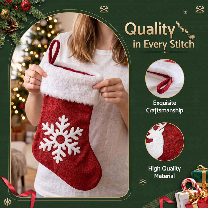 Jingle Jollys Velvet Christmas Stockings 46.5cm - 4 Pack Red
