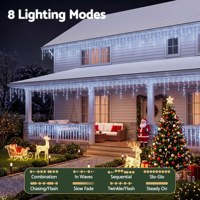 Jingle Jollys 32m Solar Icicle Christmas Lights - 960 LED Cool White