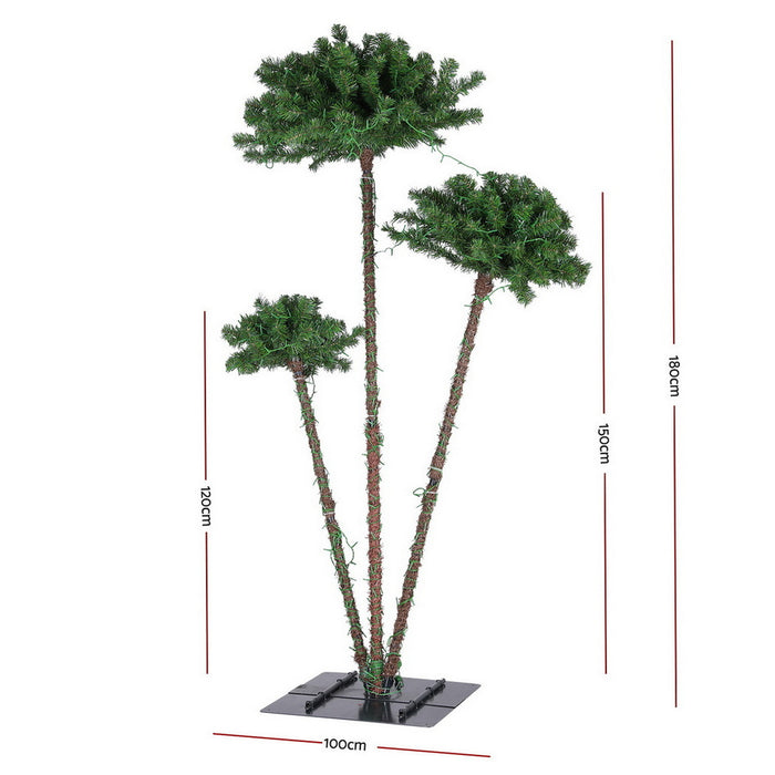 Jingle Jollys 3-in-1 LED Christmas Palm Tree 1.2m