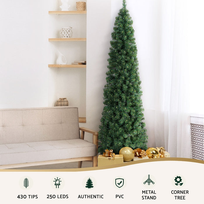 Jingle Jollys Corner Christmas Tree 2.1m with LED Lights