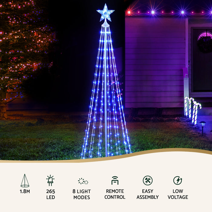 Jingle Jollys Christmas Tree 1.8m with 265 RGB LED Fairy Lights