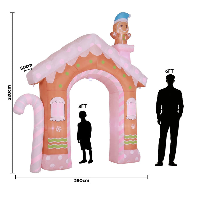 Jingle Jollys Inflatable Gingerbread Man 3.2m with LED Lights