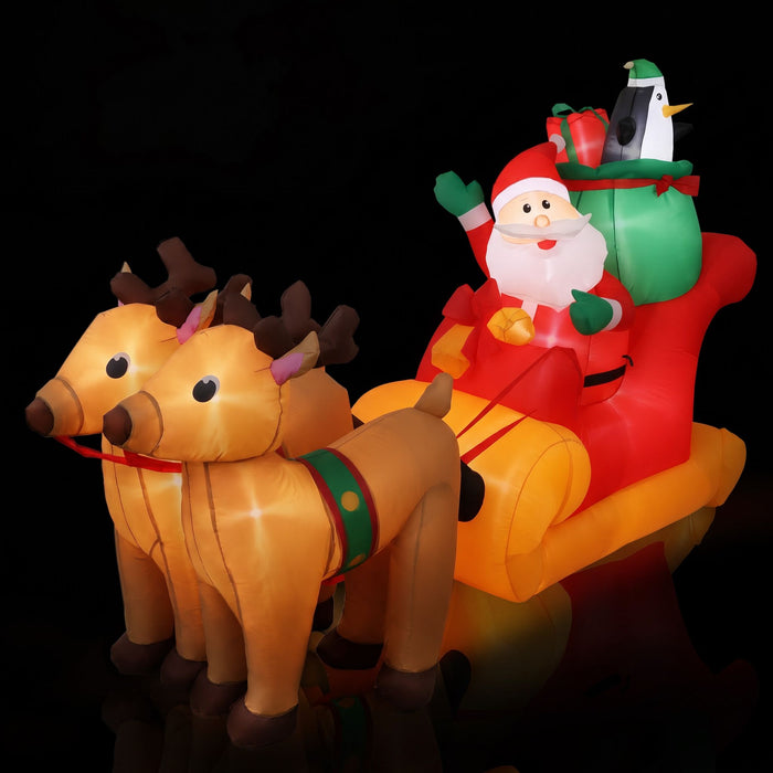 Jingle Jollys Inflatable Santa Sleigh 2.2m - Illuminated