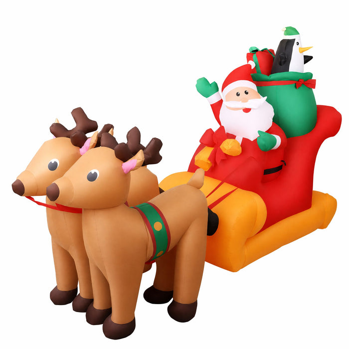 Jingle Jollys Inflatable Santa Sleigh 2.2m - Illuminated