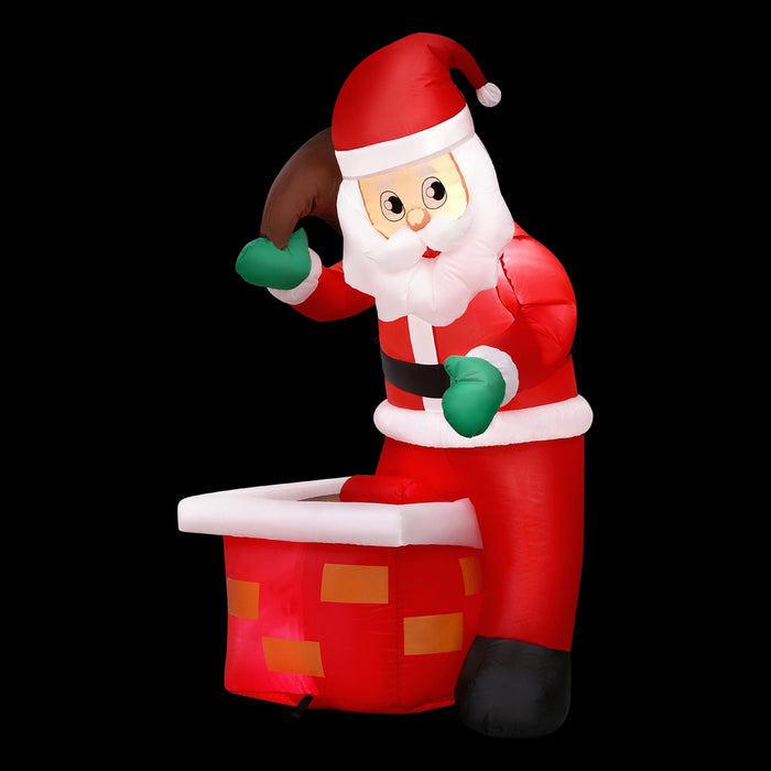 Jingle Jollys Inflatable Santa in Chimney 1.2m - Illuminated