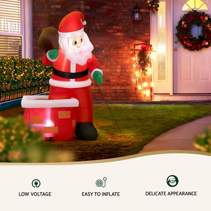 Jingle Jollys Inflatable Santa in Chimney 1.2m - Illuminated