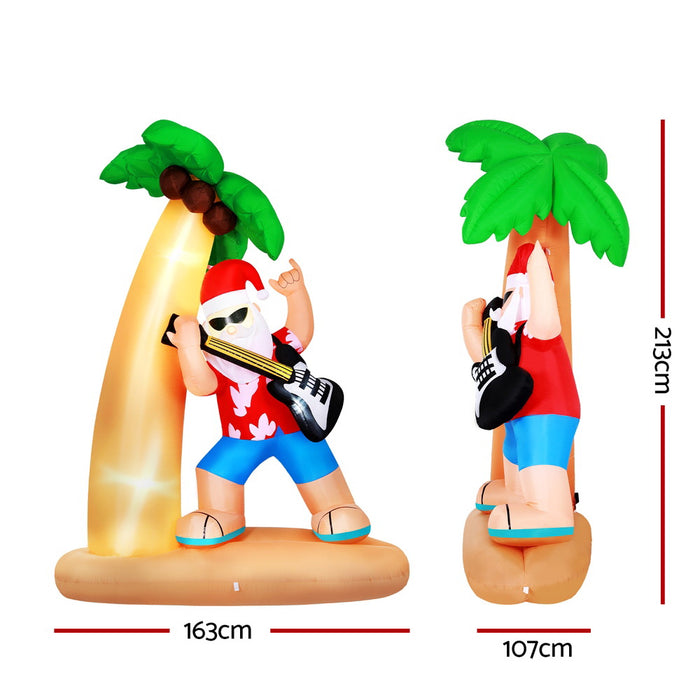Jingle Jollys Inflatable Santa on Guitar 2.1m - LED Illuminated