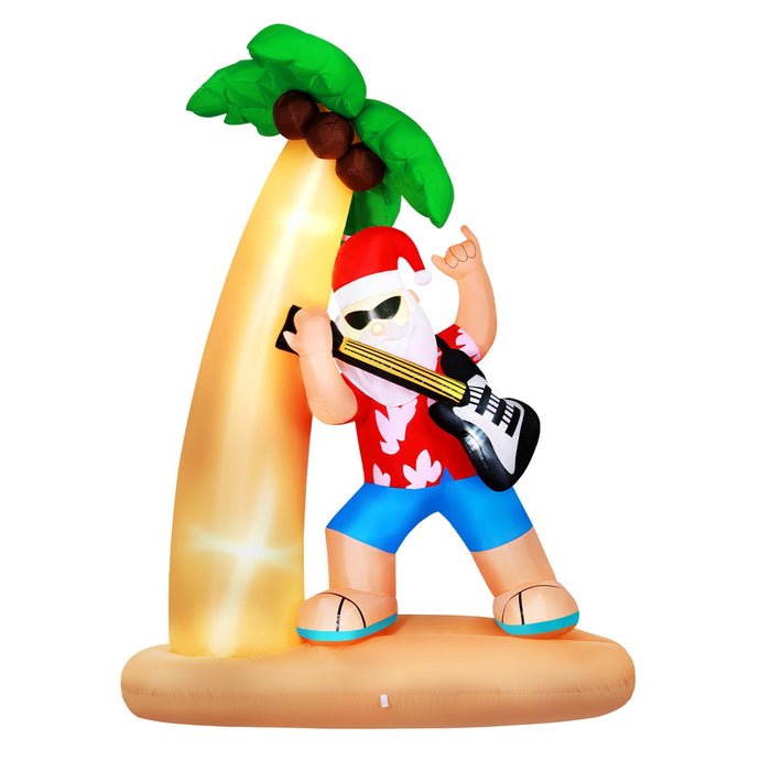 Jingle Jollys Inflatable Santa on Guitar 2.1m - LED Illuminated