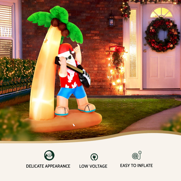Jingle Jollys Inflatable Santa on Guitar 2.1m - LED Illuminated