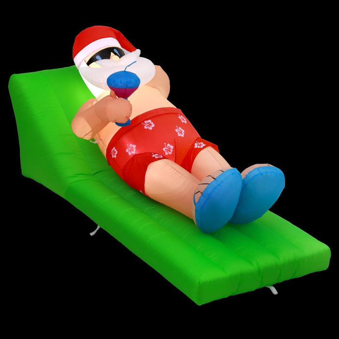 Jingle Jollys Inflatable Santa on Bench 1.8m - LED Illuminated