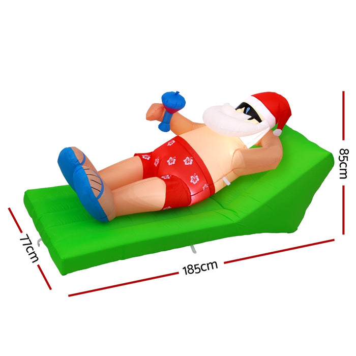 Jingle Jollys Inflatable Santa on Bench 1.8m - LED Illuminated