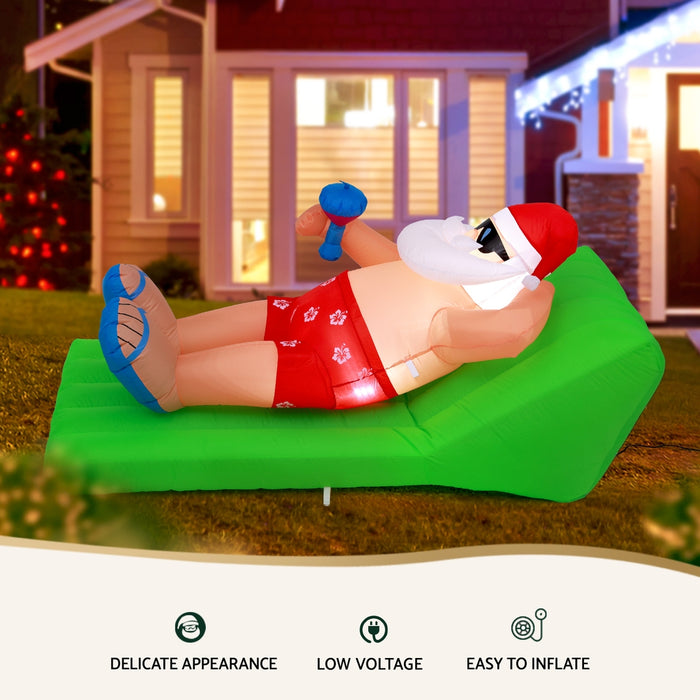 Jingle Jollys Inflatable Santa on Bench 1.8m - LED Illuminated