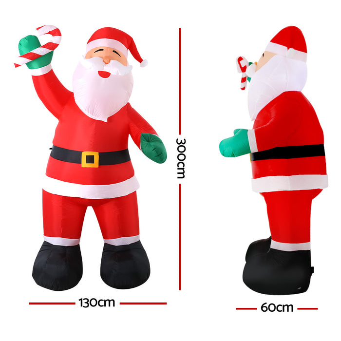 Jingle Jollys Inflatable Santa 3m - Illuminated