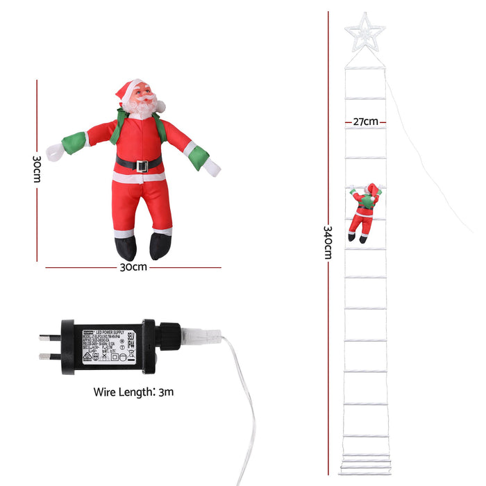 Jingle Jollys Santa Ladder Christmas Lights 3.4m - 328 LED