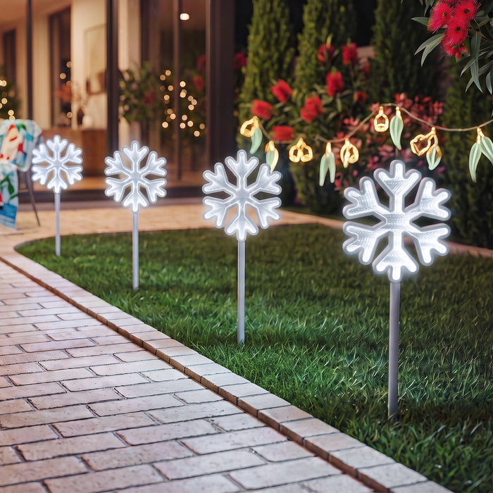 Jingle Jollys Christmas Path Lights - 4 Pack Cool White