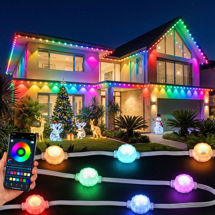 Jingle Jollys 30m Permanent Outdoor Christmas Lights - Smart App RGB