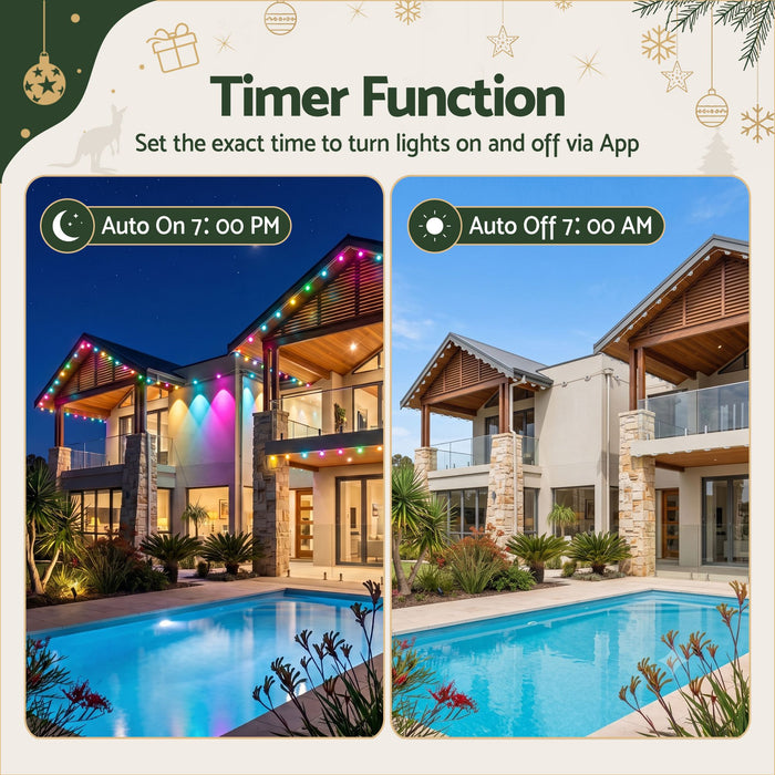 Jingle Jollys 30m Permanent Outdoor Christmas Lights - Smart App RGB