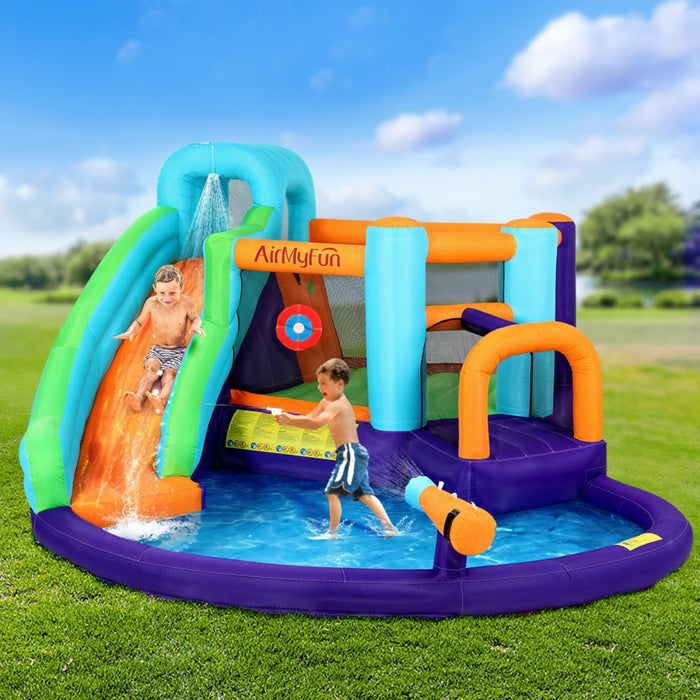 AirMyFun Inflatable Water Slide with Trampoline