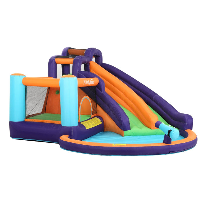 AirMyFun Inflatable Double Water Slide with Trampoline