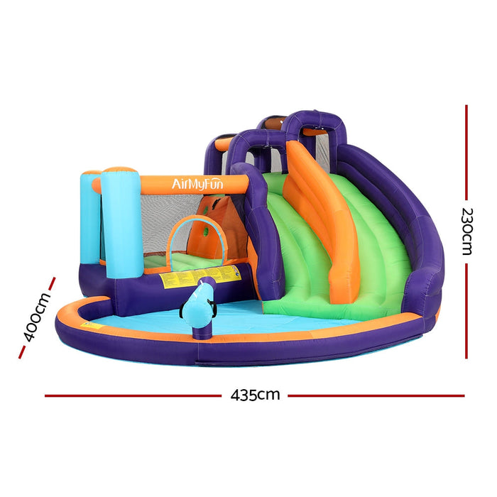 AirMyFun Inflatable Double Water Slide with Trampoline