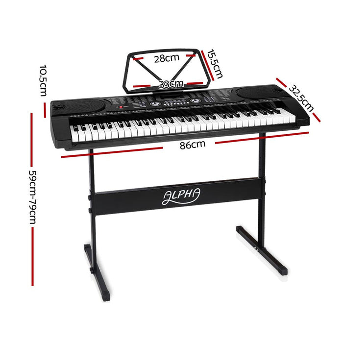 Alpha 61 Keys Electronic Piano Keyboard with Stand Beginner Black