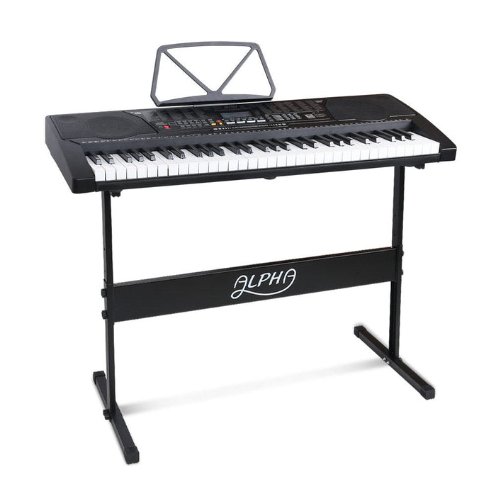 Alpha 61 Keys Electronic Piano Keyboard with Stand Lighted Black
