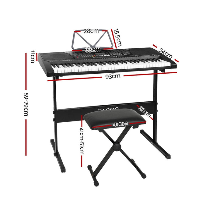 Alpha 61 Keys Electronic Piano Keyboard with Stand Stool Lighted