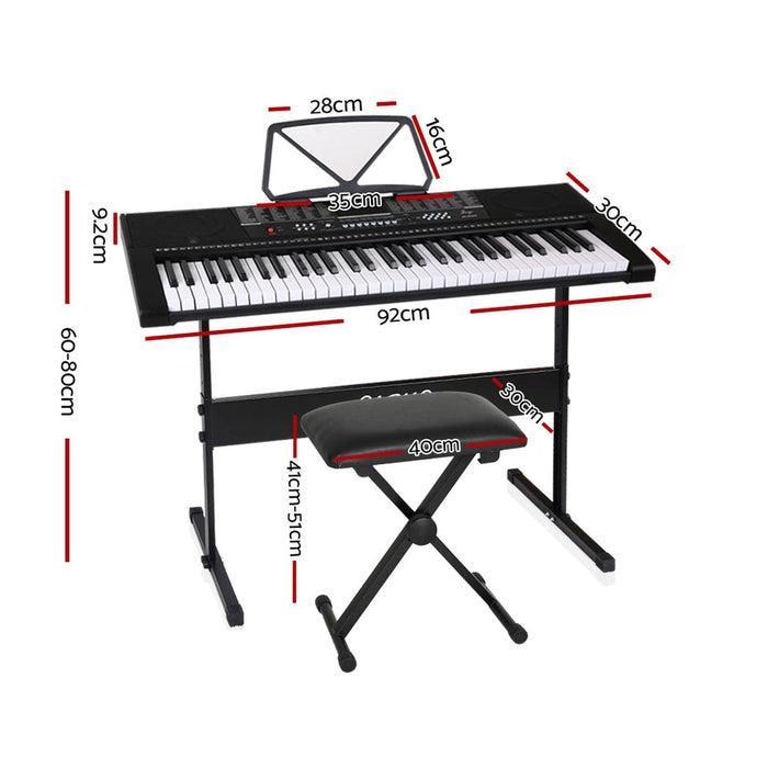 Alpha 61 Keys Electronic Piano Keyboard with Stand Stool Speaker