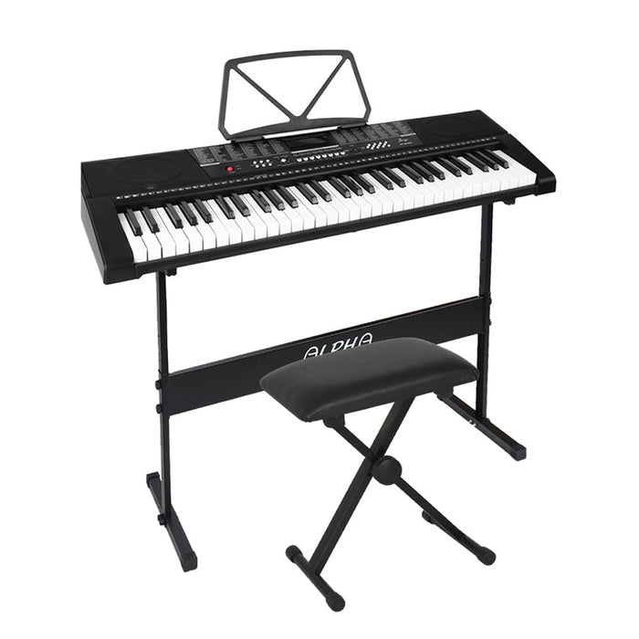 Alpha 61 Keys Electronic Piano Keyboard with Stand Stool Speaker