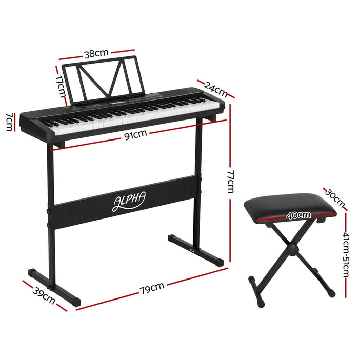 Alpha 61 Keys Electronic Piano Keyboard with Stand Stool Touch