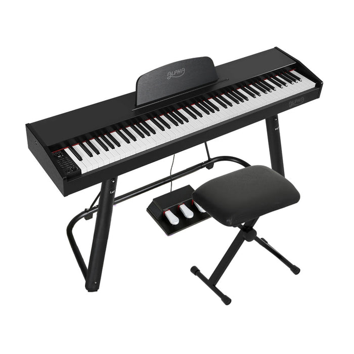 Alpha 88 Keys Electronic Piano Keyboard with Stand Stool Weighted