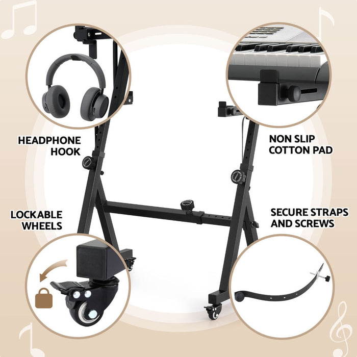 Alpha Piano Stand with Lockable Wheels Z-Stand Black