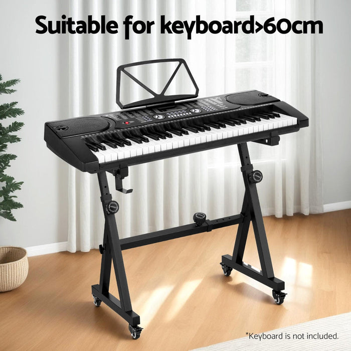 Alpha Piano Stand with Lockable Wheels Z-Stand Black