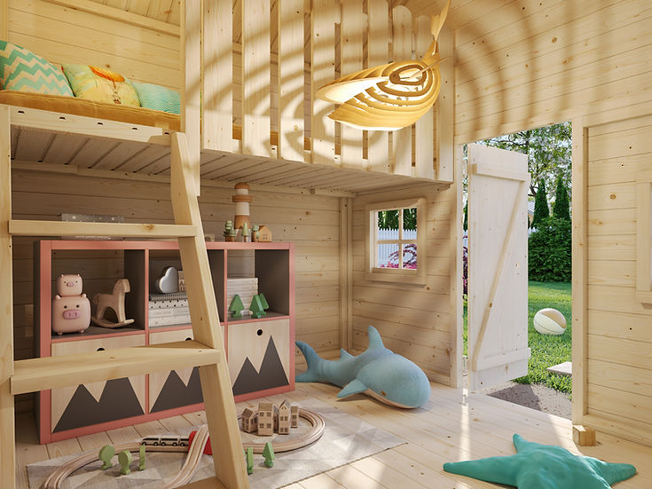 Tom 3.8 Wooden Cubby House with Mezzanine
