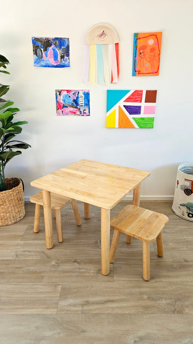 Classic Square Table and 2 Stools