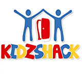 A colorful ’KIDZSHACK’ logo featuring stick figures and a red door.