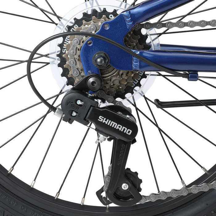 DuraLite 7 Speed Kids Bike 20" - Royal Blue drivetrain