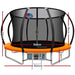 Everfit 10FT Trampoline Round Trampolines With Basketball Hoop Kids Present Gift Enclosure Safety Net Pad Outdoor Orange - Sports & Fitness