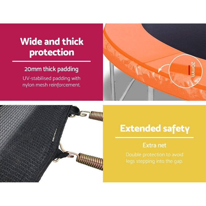 Everfit 10FT Trampoline Round Trampolines With Basketball Hoop Kids Present Gift Enclosure Safety Net Pad Outdoor Orange - Sports & Fitness