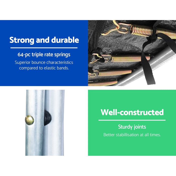 Everfit 10FT Trampoline Round Trampolines With Basketball Hoop Kids Present Gift Enclosure Safety Net Pad Outdoor Orange - Sports & Fitness