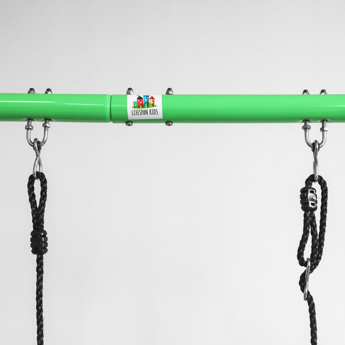 Lifespan Kids Lynx Metal Swing Set With 1.8m Long Standalone Slippery Green Slide