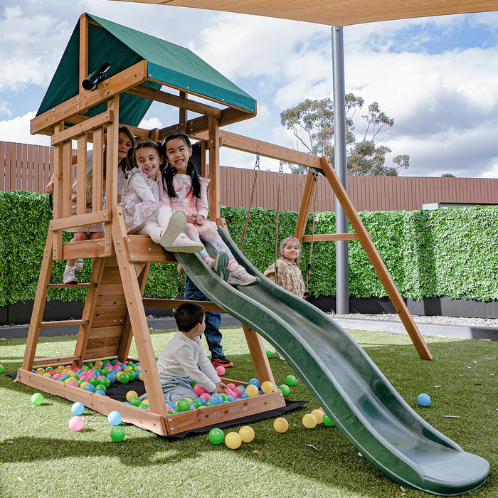Greenvale Play Centre powder coated steel brackets and timber construction