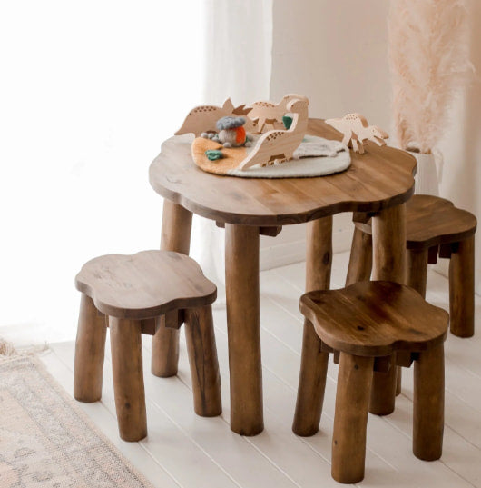 Hardwood Tree Kids Table and Stools Set - Baby & Kids > Kid’s Furniture