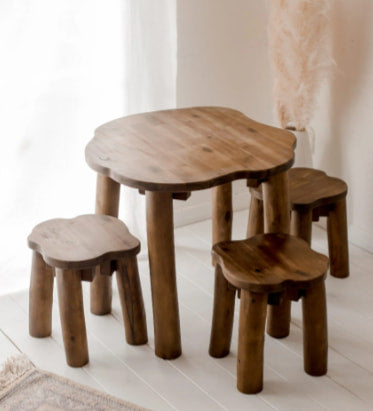 Hardwood Tree Kids Table and Stools Set - Baby & Kids > Kid’s Furniture