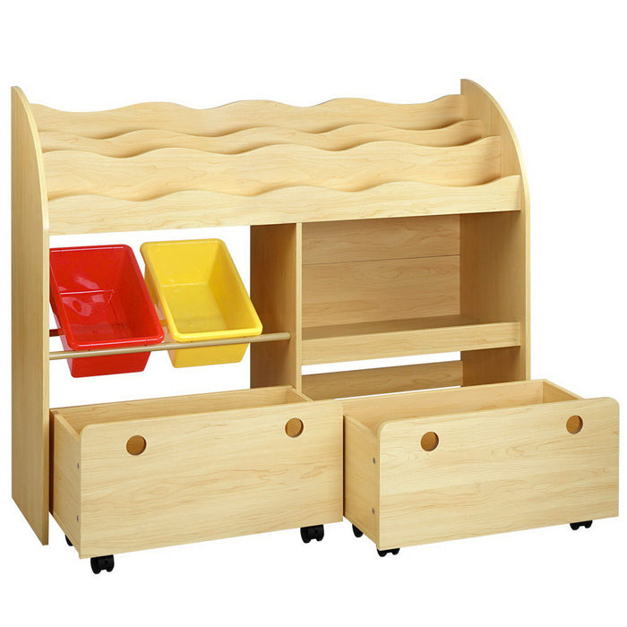 Keezi 3 Tier Bookshelf with Bins and Drawers - Baby & Kids > Kid’s Furniture