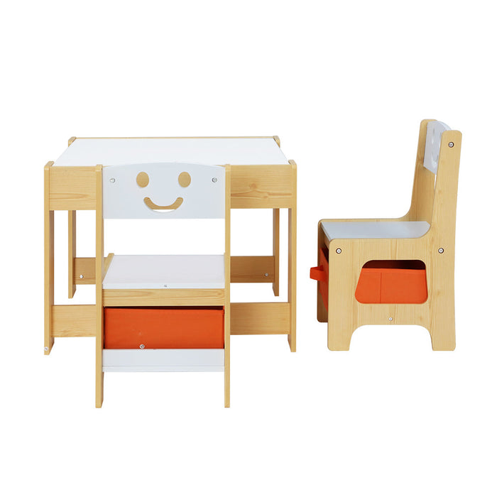 Keezi 3pcs Kids Reversible Activity Table and Chairs with Storage Boxes - Baby & Kids > Kid’s Furniture