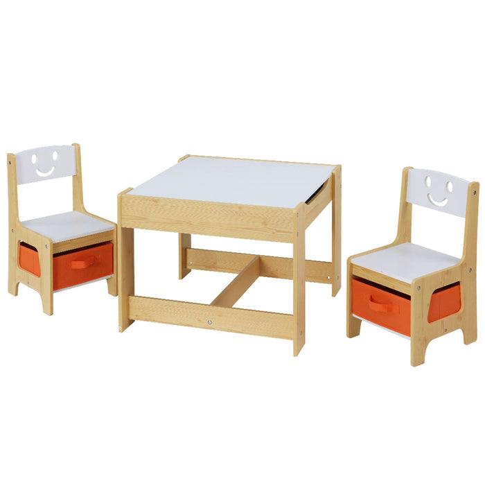 Keezi 3pcs Kids Reversible Activity Table and Chairs with Storage Boxes - Baby & Kids > Kid’s Furniture